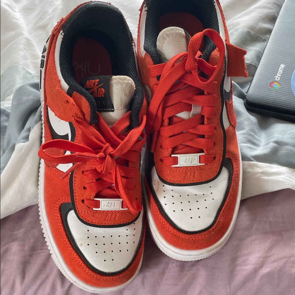 Nike Air Force 1 dark orange and White Sneakers Cincinnati bengals colors!